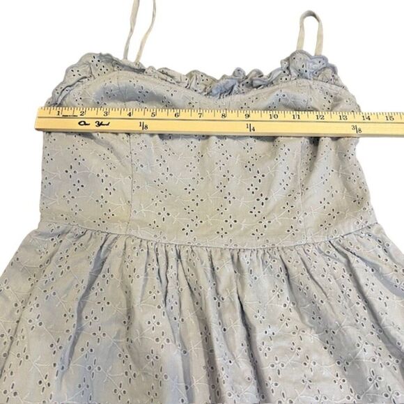 Patrons of Peace Sundress Mini Blue Eyelet Lined Elastic Back Size Small - Picture 9 of 12